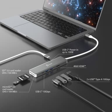 j5create JCD390 4K60 Elite USB-C® 10Gbps Multi-Adapter, Black view 6