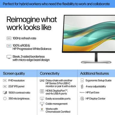HP Series 5 Pro 23.8 inch FHD Monitor - 524pf view 7