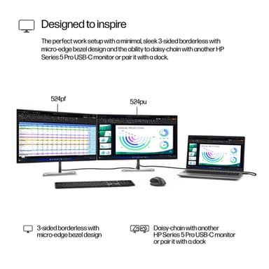 HP Series 5 Pro 23.8 inch FHD No Stand Monitor - 524pf view 6