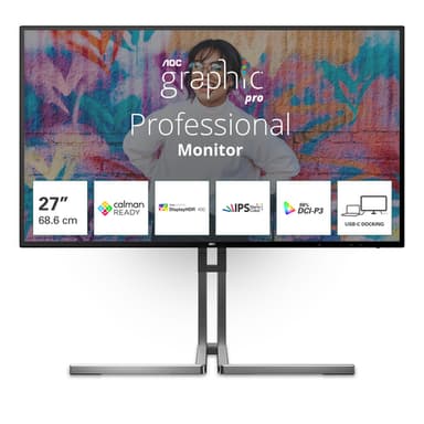 AOC U3 U27U3CV computer monitor 68.6 cm (27") 3840 x 2160 pixels 4K Ultra HD LCD Black view 1