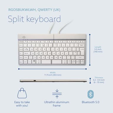 R-Go Tools Ergonomic keyboard R-Go Split Break with break software, ergonomic split keyboard, QWERTY (UK), Bluetooth, white view 15