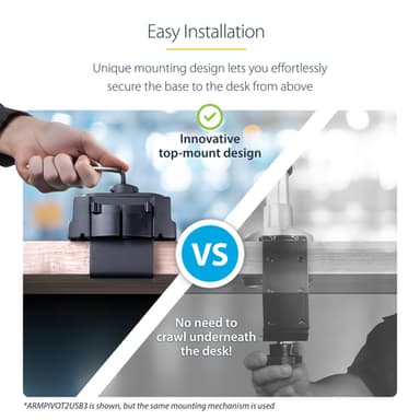 StarTech.com Desk Mount Monitor Arm with 2x USB 3.0 ports, Slim Full Motion Single Monitor Mount, up to 34" (17.6lb/8kg) VESA Display, Clamp/Grommet Mount, Mechanical Spring view 10