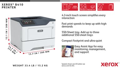 Xerox B410 A4 47ppm Duplex Printer PS3 PCL5e/6 2 Trays Total 650 Sheets view 6