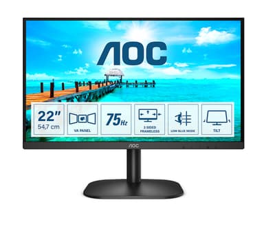 AOC B2 22B2H/EU computer monitor 54.6 cm (21.5") 1920 x 1080 pixels Full HD LED Black view 1
