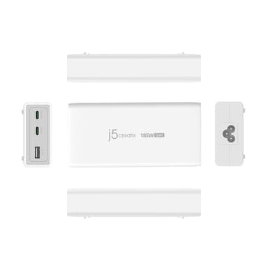 j5create JUP37185W 185W GaN PD 3.1 USB-C® 3-Port Charger-UK, Black view 4