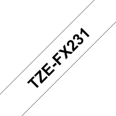 Brother TZE-FX231 label-making tape Black on white TZ view 1