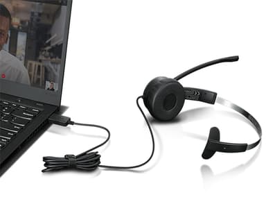 Lenovo 100 Mono Headset Wired Head-band Office/Call center USB Type-A Black view 4