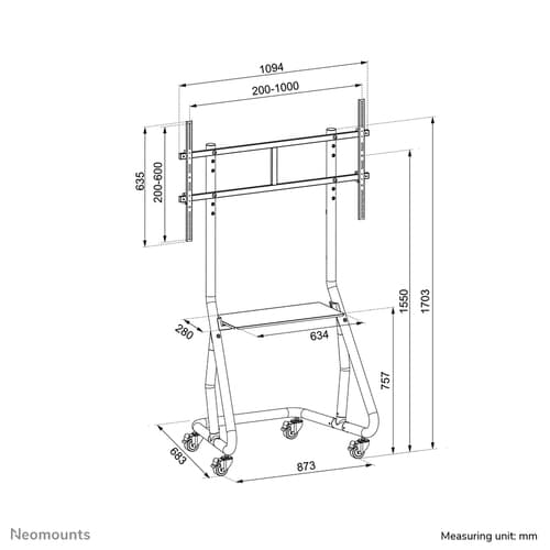 Neomounts NS-M3800BLACK TV trolley 60-100"