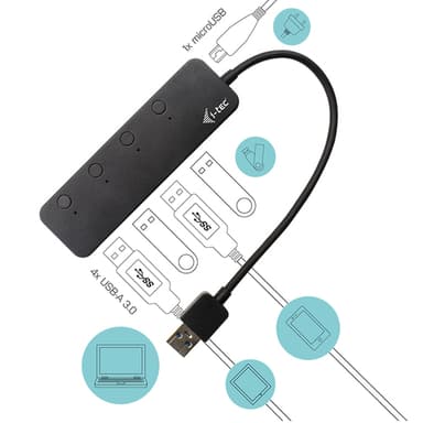 i-tec USB 3.0 Metal HUB 4 Port with individual On/Off Switches view 4