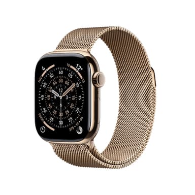 Apple Watch Series 11 GPS + Cellular 42mm Gold Titanium Case with Gold Milanese Loop view 1