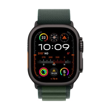 Apple Watch Ultra 2 GPS + Cellular 49mm Black Titanium Case with Dark Green Alpine Loop - Small view 2