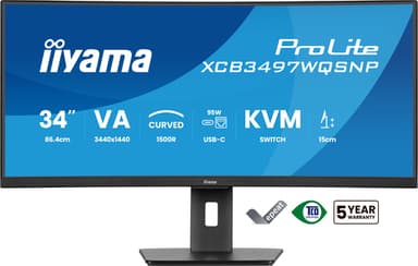 iiyama ProLite XCB3497WQSNP-B1 computer monitor 86.4 cm (34") 3440 x 1440 pixels UltraWide Quad HD LED Black view 2