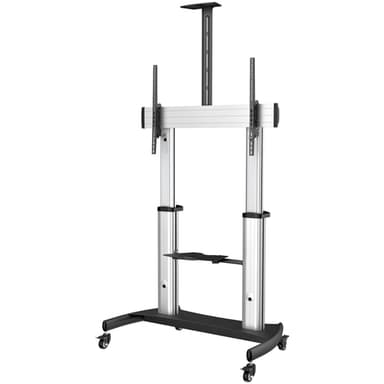 StarTech.com Mobile TV Stand - Heavy Duty TV Cart for 60-100" Display (100kg/220lb) - Height Adjustable Rolling Flat Screen Floor Standing on Wheels - Universal Television Mount w/Shelves view 1