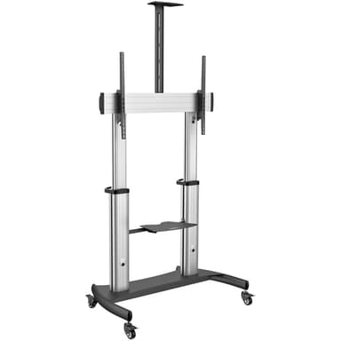 StarTech.com Mobile TV Stand - Heavy Duty TV Cart for 60-100" Display (100kg/220lb) - Height Adjustable Rolling Flat Screen Floor Standing on Wheels - Universal Television Mount w/Shelves view 2