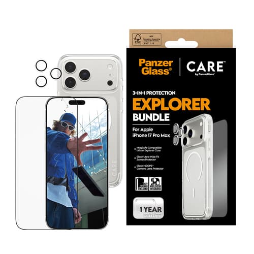 PanzerGlass ® | CARE by ® Flagship 3-in-1 Urban Explorer Bundle iPhone 17 Pro Max Clear screen protector Apple 1 pc(s)