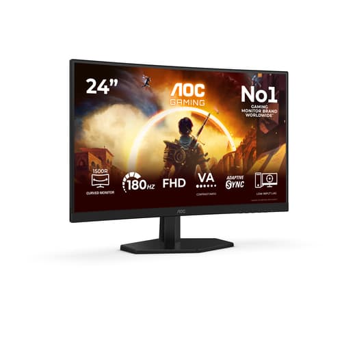 AOC G4 23.6" VA FHD 180Hz computer monitor 59.9 cm (23.6") 1920 x 1080 pixels Full HD LCD Black, Red