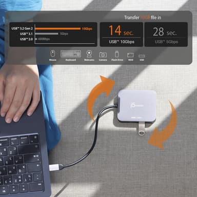 j5create JCD3191 4K60 Elite USB-C® Travel Adapter, Black view 7