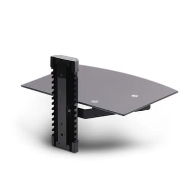 StarTech.com Floating Wall-Mounted AV Shelf, Adjustable Height Shelf For Under TV, Organize A/V Equipment On Black Tempered Glass Shelf view 2