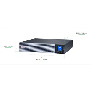 APC Easy UPS On-Line, 3kVA, Lithium-ion, Rack/Tower 2U, 230V, 6 IEC C13 + 1 IEC C19 outlets, Intelligent Card Slot, W/ rail kit view 5