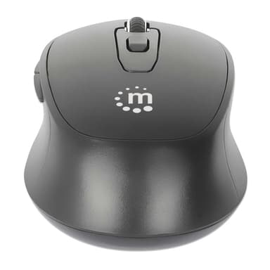 Manhattan MW6020 Wireless Mouse, Black, Adjustable 800/1200/1600dpi via top-mount push-button control, 2.4Ghz (effective range up to 10m), USB, Optical, Ambidextrous, Six Button with Scroll Wheel, USB-A nano receiver, AA battery (included) view 3