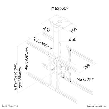 Neomounts PLASMA-C100D Dual monitor/TV mount ceiling 37-75" - h 67-107 cm view 3