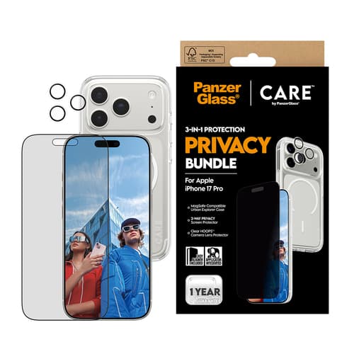 PanzerGlass ® | CARE by ® 3-in-1 Flagship Privacy Bundle iPhone 17 Pro Clear screen protector Apple 1 pc(s)