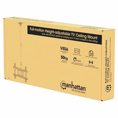 Manhattan Ceiling Mount for TV & Monitors, For screens: 37" to 65", Adjustable height: 70-157 cm, VESA compatibility: all between 200x200 to 600x400mm - check the dimensions of the four mounting holes on back of screen to ensure it fits, Max 50kg, LFD, Bracket view 10
