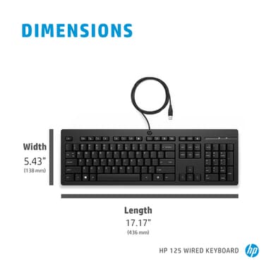HP 125 Wired Keyboard view 3