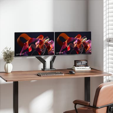 Manhattan Dual Desk Mount for TV & Monitors (Full Motion Spring), For screens 13" to 45", Clamp or Grommet Assembly, VESA compatibility: 75x75 and 100x100mm - check the dimensions of the four mounting holes on back of screen to ensure it fits, Max 20kg (each) view 8