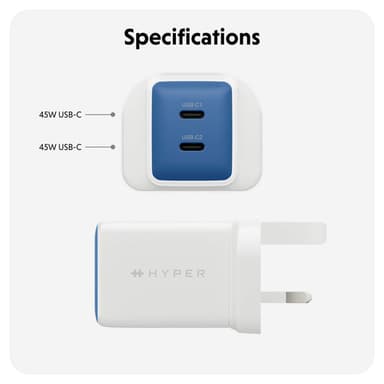 Targus HyperJuice Flex 45W GaN Laptop, Smartphone, Headset, Portable gaming console White, Blue AC Indoor view 5