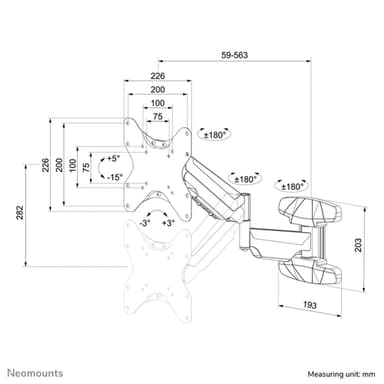 Neomounts WL70-550BL12 Monitor/TV mount wall 23-42" - gas spring - full motion view 15