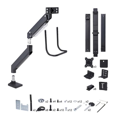 StarTech.com Desk Mount Triple Monitor Arm with Crossbar For Up To Three 27in Screens, VESA 75x75/100x100, Tool-Less Arm Adjustments, C-Clamp/Grommet, Spring-Assisted Arm