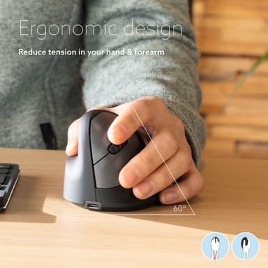 R-Go Tools Ergonomic mouse R-Go HE Break with break software, medium (hand size 165-185 mm), left-handed, Bluetooth, black view 8