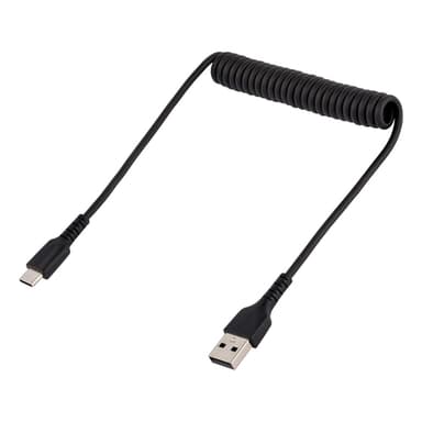 StarTech.com 1.6ft (50cm) USB-A to USB-C Fast Charging Cable, Rugged, Coiled, Charge & Sync, 3A, USB 2.0, TPE Jacket and Aramid Fiber - USB Charging Cord view 3