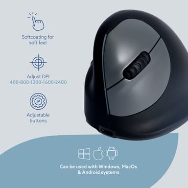 R-Go Tools Ergonomic mouse R-Go HE Break with break software, large (hand size ≥ 185 mm), left-handed, Bluetooth, black view 10