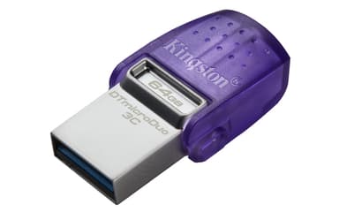 Kingston Technology DataTraveler 64GB microDuo 3C 200MB/s dual USB-A + USB-C view 1