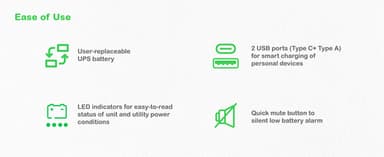 APC Back-UPS, 1050VA/600W Floor/Wall Mount, 230V, 8x Schuko CEE 7/3 outlets, USB Type A+C Port, User Replaceable Battery view 7