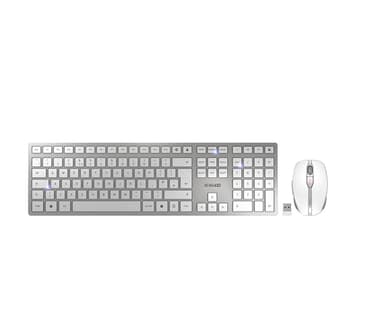 CHERRY DW 9100 SLIM keyboard Mouse included Universal RF Wireless + Bluetooth QWERTY UK English Silver view 1