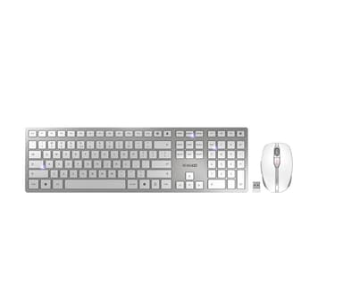 CHERRY DW 9100 SLIM keyboard Mouse included Universal RF Wireless + Bluetooth QWERTY US English Silver view 1