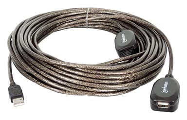 Manhattan USB-A to USB-A Extension Cable, 20m, Male to Female, Active, 480 Mbps (USB 2.0), Daisy-Chainable, Built In Repeater, Hi-Speed USB, Black, Three Year Warranty, Equivalent to USB2AAEXT20M view 3