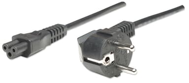 Manhattan Mains Power Cord/Cable, Euro 2-pin (CEE 7/4 Schuko) plug to C5 Female (cloverleaf/triangular), 1.8m, 16A, Lead, Lifetime Warranty view 1