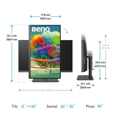 BenQ PD2705U computer monitor 68.6 cm (27") 3840 x 2160 pixels 4K Ultra HD LED Black view 5