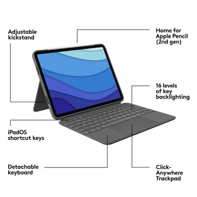 Logitech Combo Touch AZERTY French Smart Connector Gray view 7