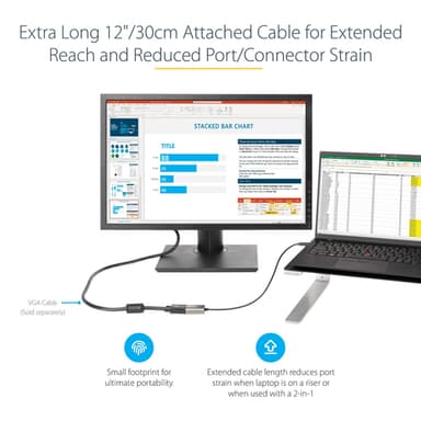 StarTech.com USB C to VGA Adapter - 1080p USB Type-C to VGA Adapter Dongle - USB-C (DP Alt Mode) to VGA Monitor/Display Video Converter - Thunderbolt 3 Compatible - 12" Long Attached Cable - Upgraded Version of CDP2VGA view 5