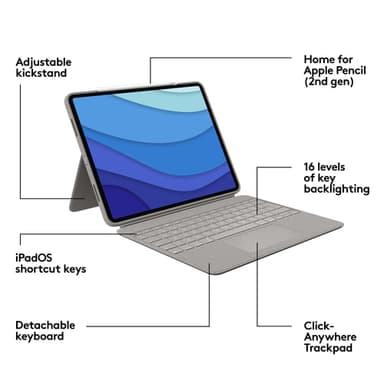 Logitech Combo Touch QWERTY UK English Smart Connector Sand view 19
