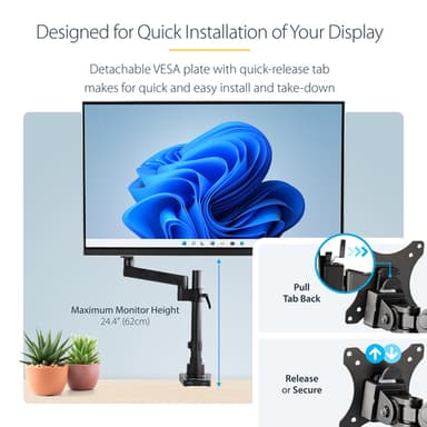 StarTech.com Desk Mount Monitor Arm with 2x USB 3.0 Ports, Full Motion Single Monitor Mount, up to 34" (17.6lb/8kg) VESA Display, Clamp/Grommet Mount, Mechanical Spring view 16