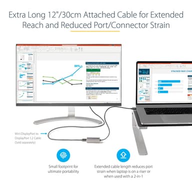StarTech.com USB C to Mini DisplayPort Adapter - 4K 60Hz USB-C to mDP Adapter Dongle - USB Type-C to Mini DP Monitor - Video Converter - Works w/Thunderbolt 3-12" Long Attached Cable - Upgraded Version of CDP2MDP view 6