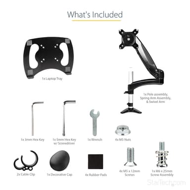 StarTech.com Desk Mount Laptop Arm - Full Motion Articulating Arm for Laptop or Single 34" (17.6lb/8kg) Monitor - VESA Mount Laptop Tray Bracket - Ergonomic Adjustable Notebook Stand - Desk-Clamp view 16