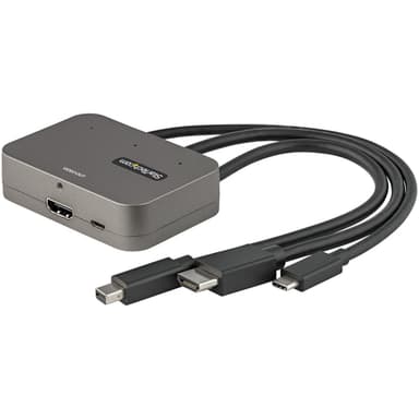 StarTech.com 3-in-1 Multiport to HDMI Adapter - 4K 60Hz USB-C, HDMI or Mini DisplayPort to HDMI Converter for Conference Room - Digital AV Video Adapter to Connect HDMI Monitor/Display view 1