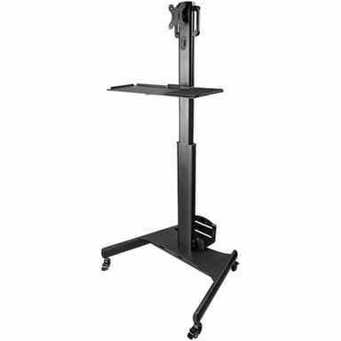 StarTech.com Mobile Workstation Cart with Monitor Mount, CPU/PC Holder, Keyboard Tray - Ergonomic Height Adjustable Desktop Computer Cart - Rolling Mobile Standing Workstation on Wheels view 1